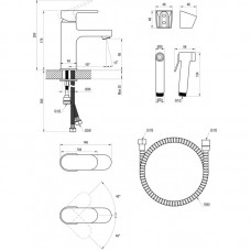Змішувач для раковини з гігієнічним душем без відкривання стоку, хром Ravak Chrome CR 112.01 X070167
