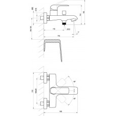 Змішувач для ванни настінний, без лійки, чорний Ravak Flat X070175