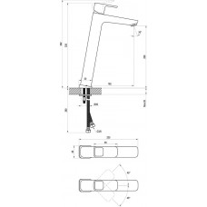 Змішувач для раковини 333 мм, без відкривання стоку, хром Ravak TD 015.00 X070091